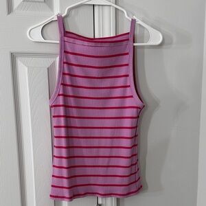 Free People Vibrant Pink and Red Striped Tank Top